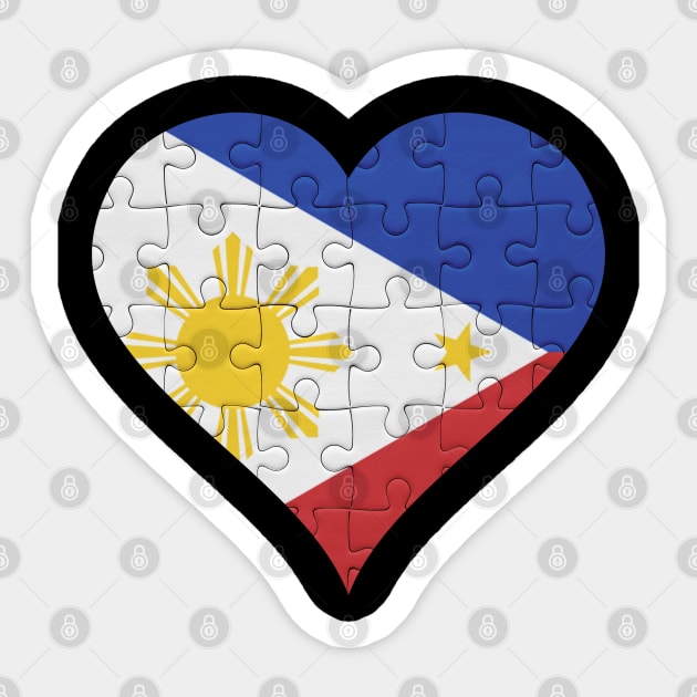 Filipino Jigsaw Puzzle Heart Design - Gift for Filipino With Philippines Roots Sticker by Country Flags